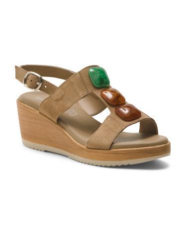 Leather Wedge Sandals for Women | Suede product image