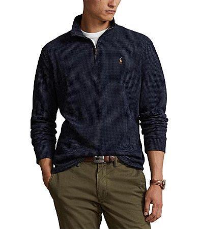 Polo Ralph Lauren Mens Mesh-Knit Cotton Quarter-Zip Sweater Product Image