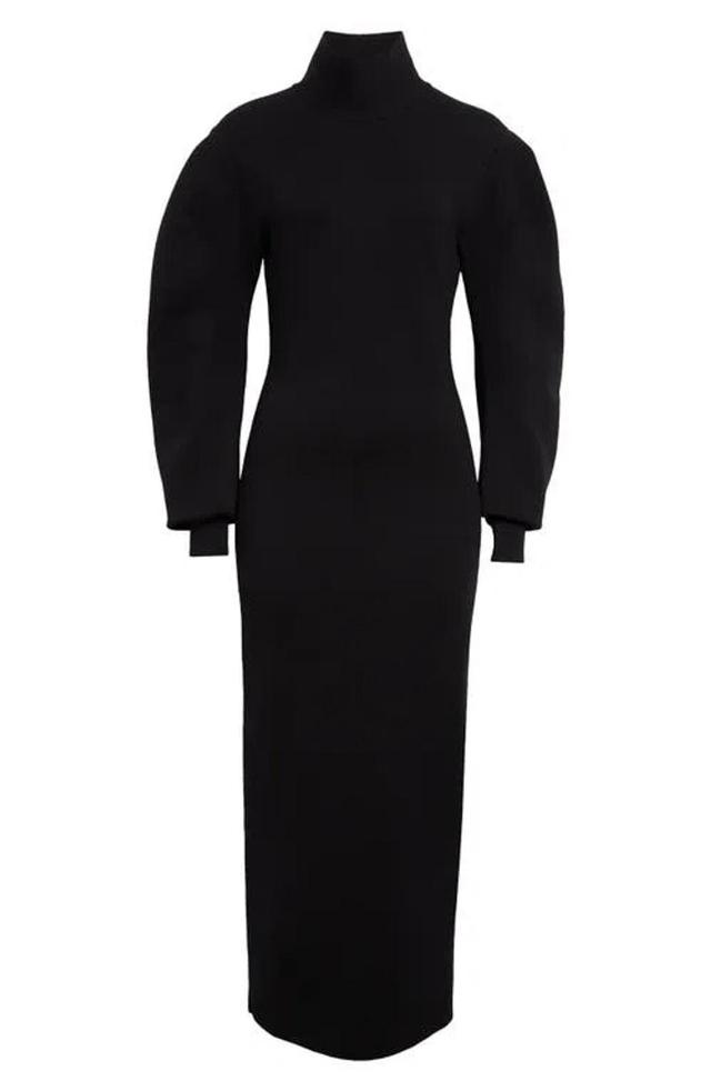 KHAITE Storm Wool-blend Turtleneck Midi Dress In Black Product Image