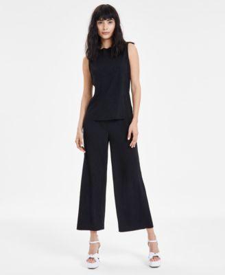 Bar Iii Womens Wide-Leg Cropped Pull-On Pants, Created for Macys Product Image