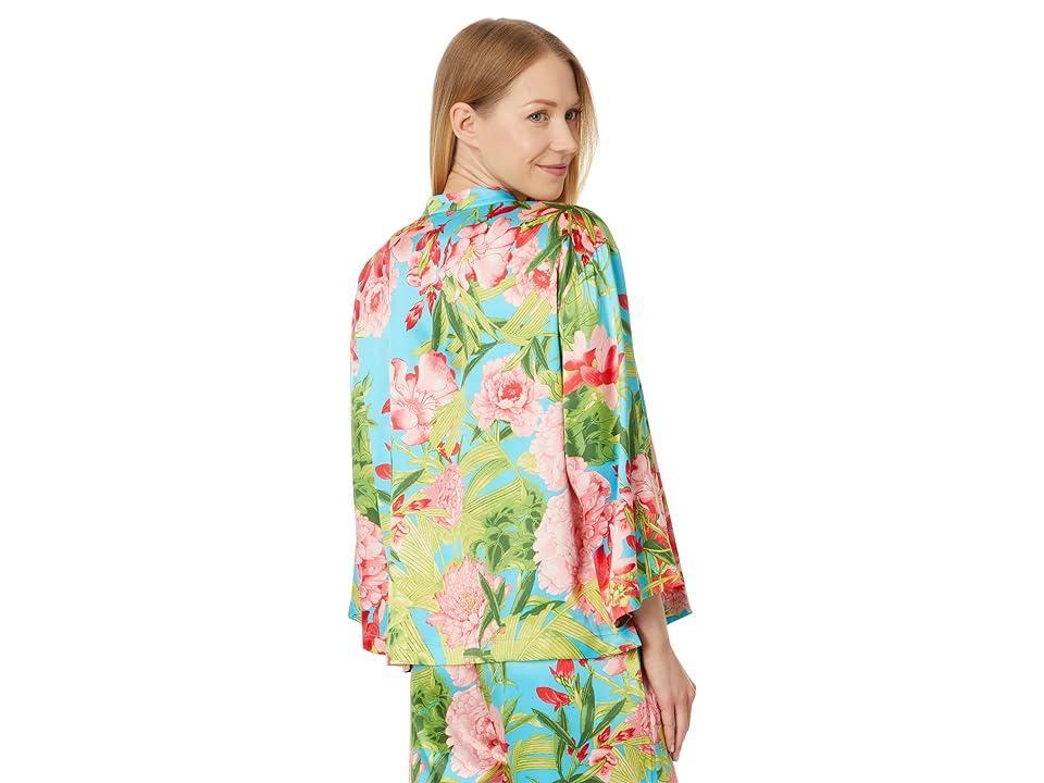 N by Natori Enchanted Peony - Satin PJ Set (Aqua ) Women's Pajama Sets Product Image