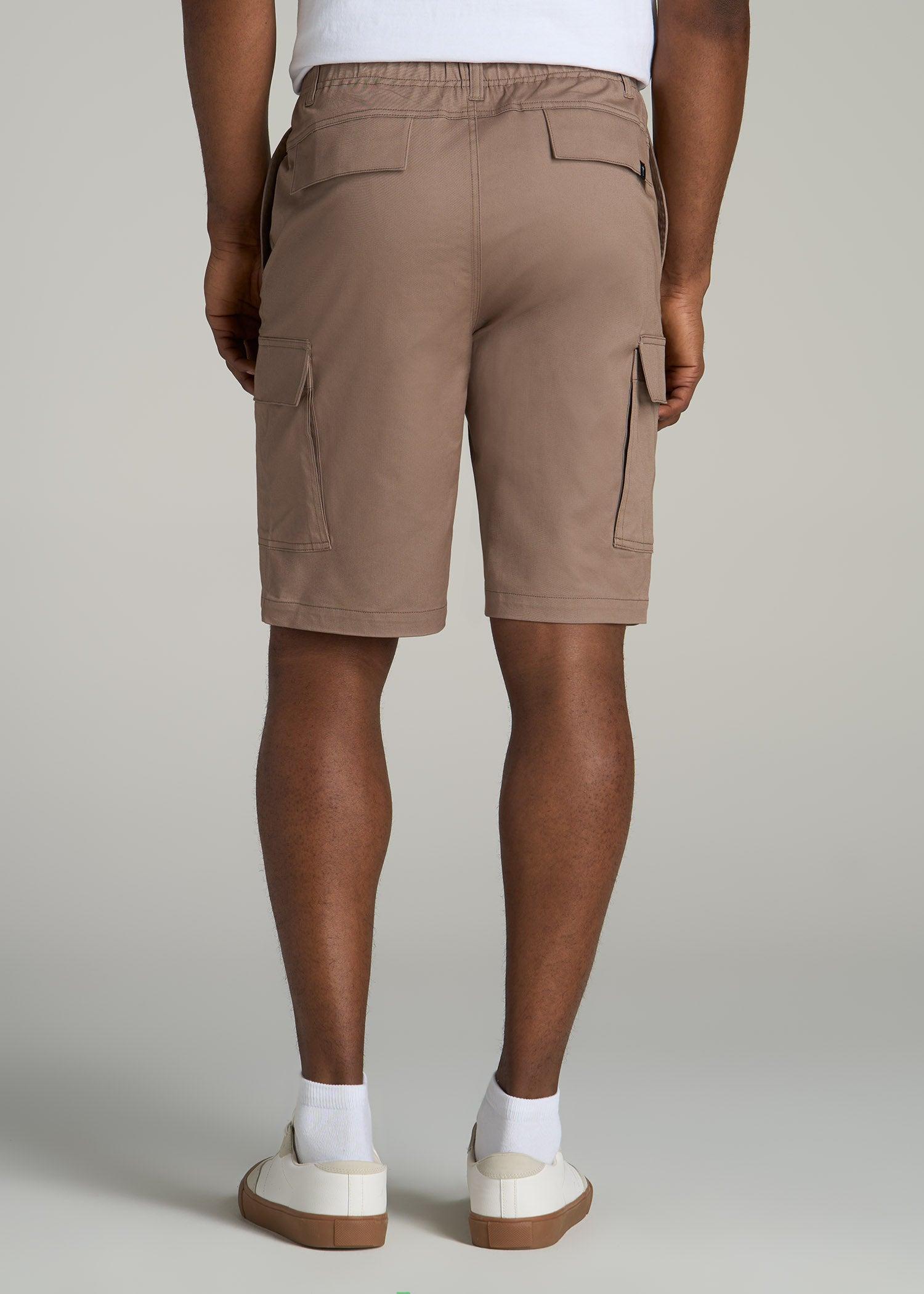 Stretch Twill Cargo Shorts for Tall Men in Dark Sand Male Product Image