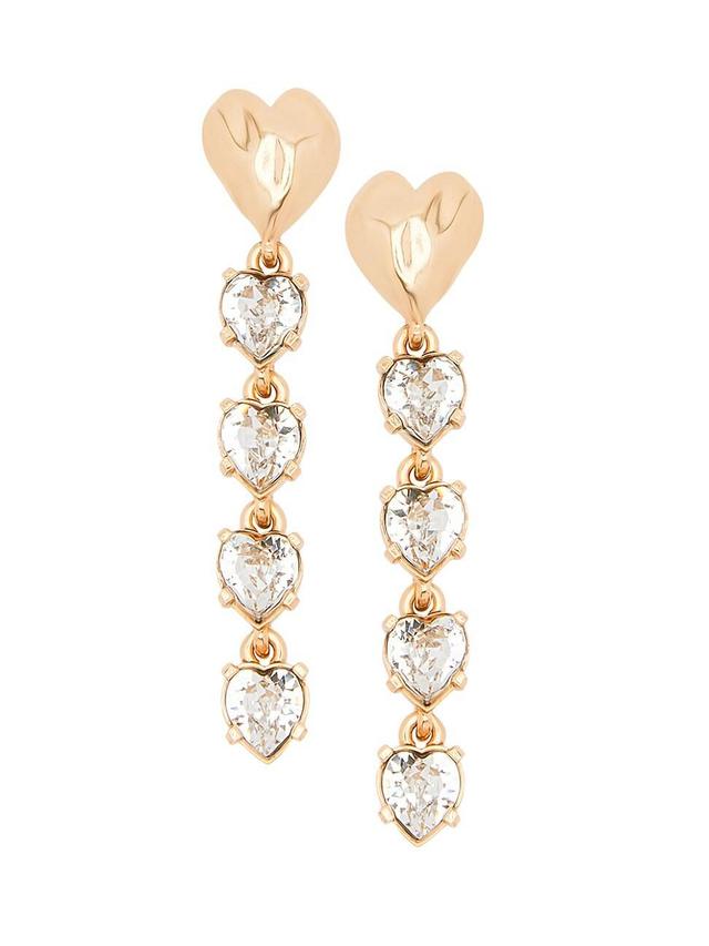 Womens Long Heart & Crystal Linear Drop Earrings Product Image