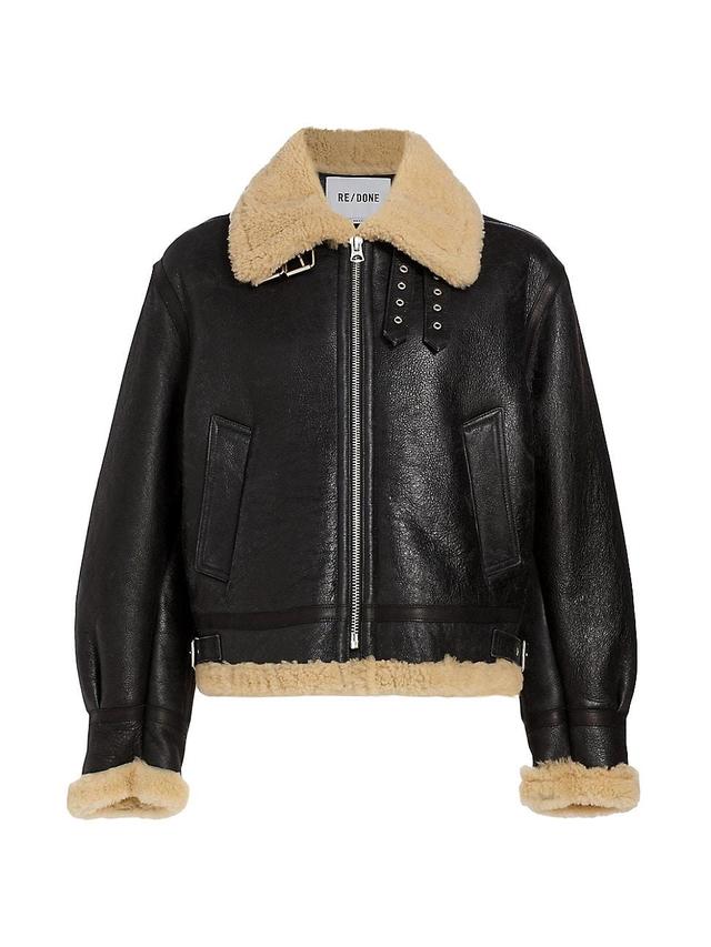 Womens Shearling Flight Jacket Product Image