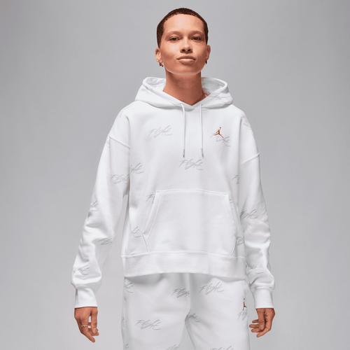 Jordan Womens Brooklyn Fleece Pullover 2 - Gray/White Product Image