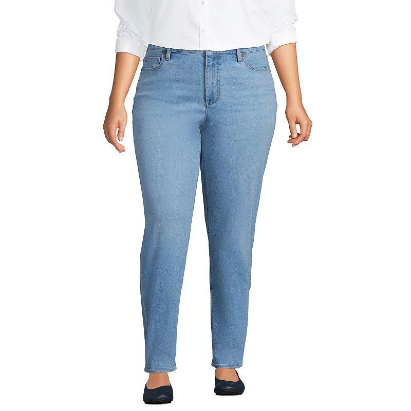 Plus Size Lands End Mid-Rise Boyfriend Jeans, Womens Mellow Blue Product Image