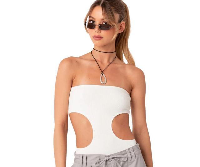 EDIKTED Vivie Cutout Strapless Rib Bodysuit Product Image