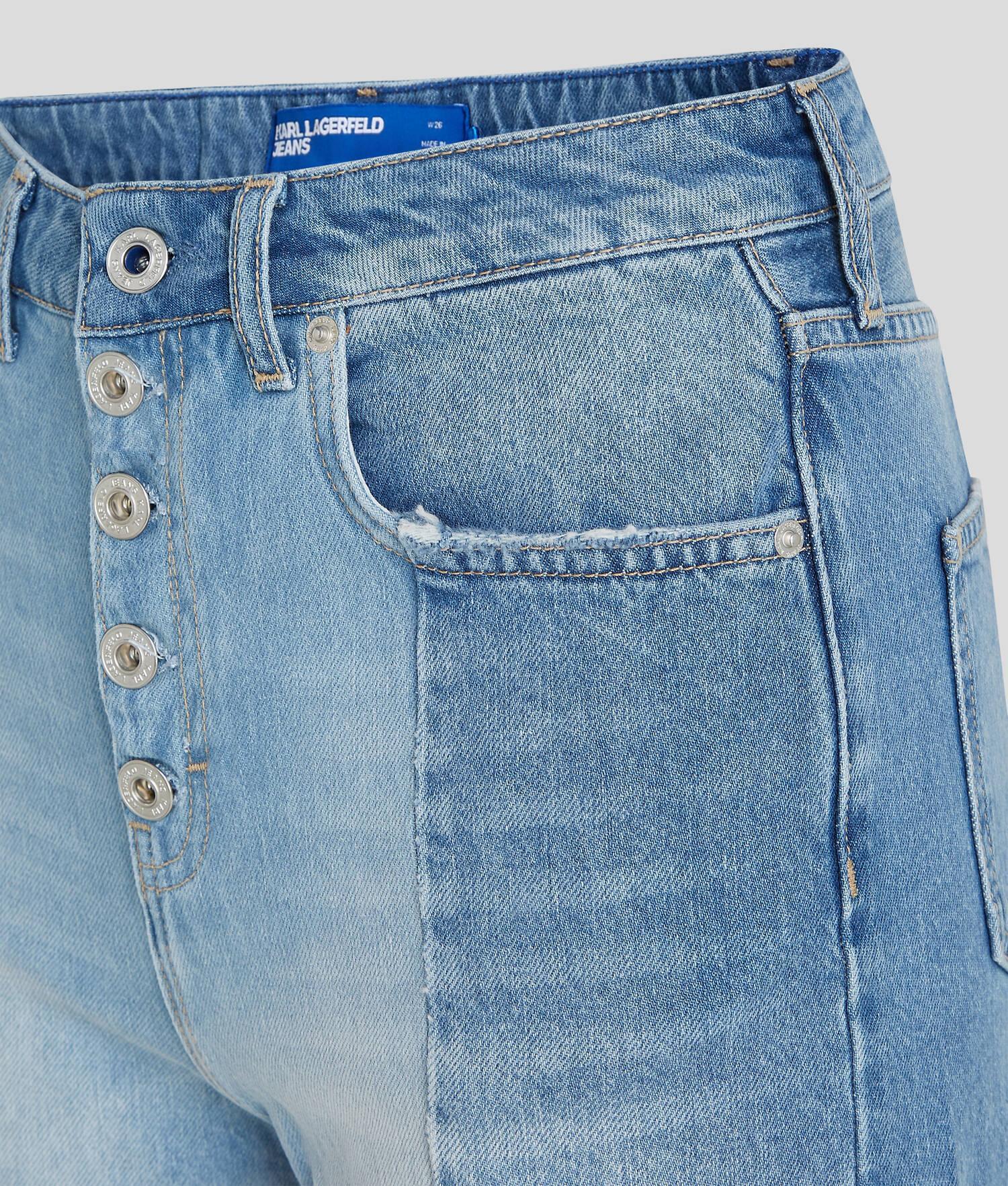 KLJ HIGH-WAISTED BLOCK DENIM SHORTS Product Image