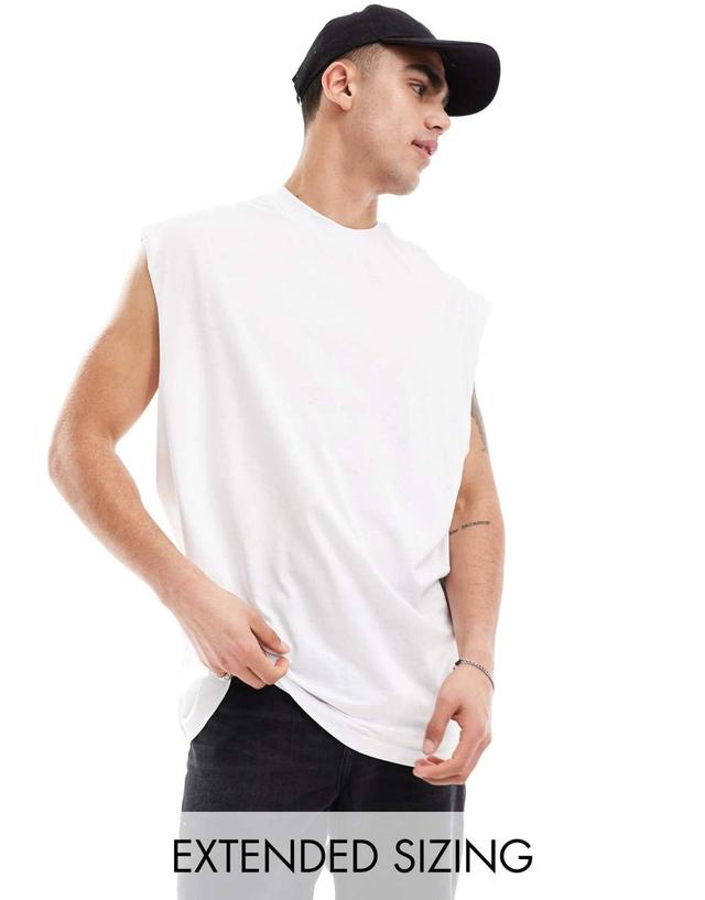 ASOS DESIGN oversized tank top with dropped armholes in white Product Image