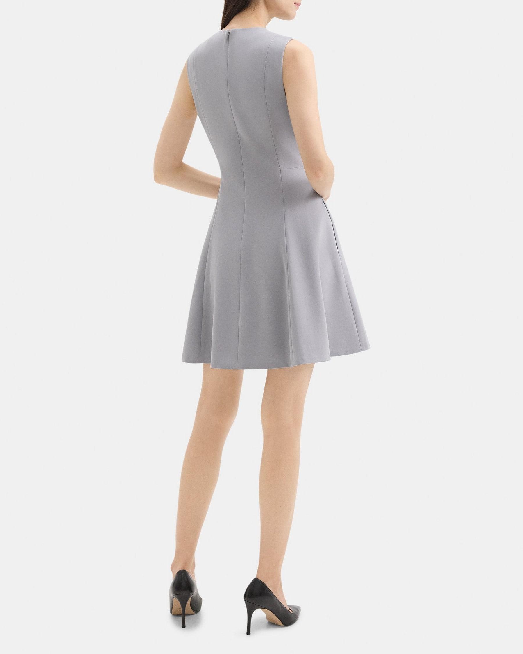 Sleeveless Fit-and-Flare Dress in Crepe Product Image