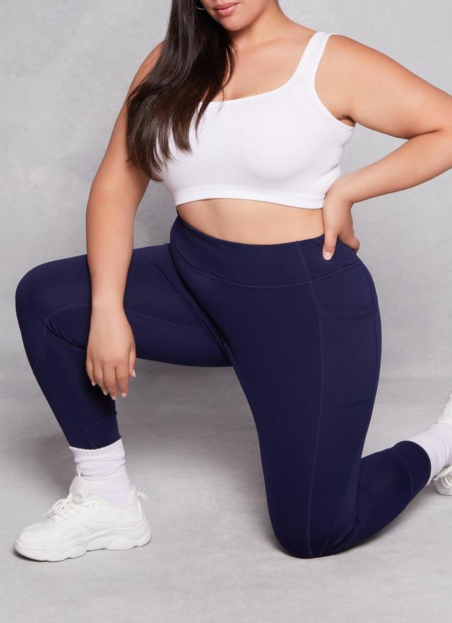 Womens Plus Size Side Pocket High Waist Leggings Product Image