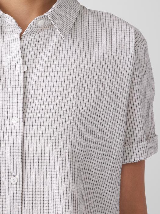 Organic Cotton Ripple Checkered Short-Sleeve Shirt Product Image