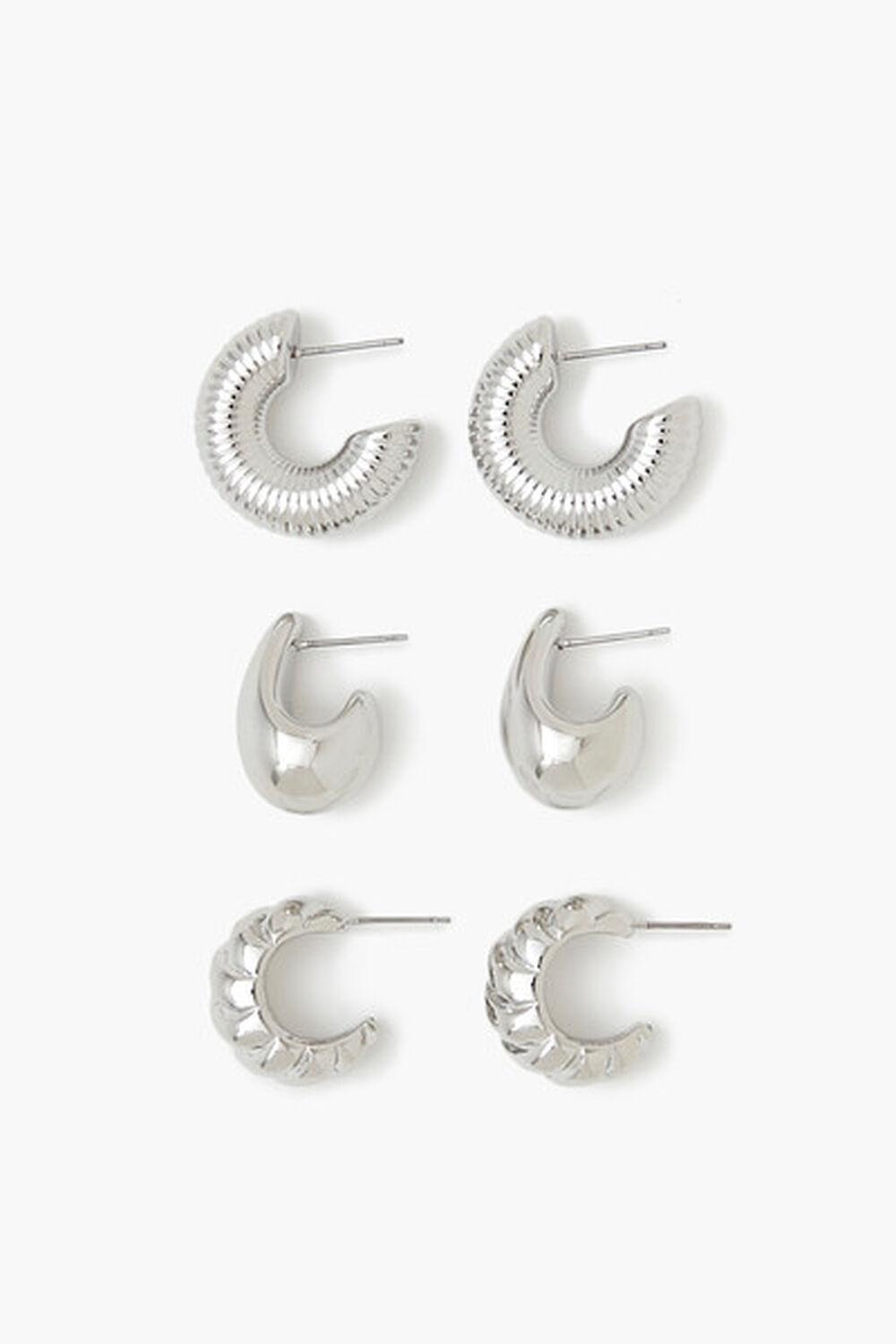 Etched Geo Hoop Earring Set | Forever 21 Product Image