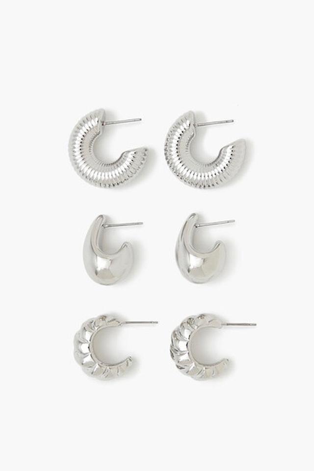 Etched Geo Hoop Earring Set | Forever 21 Product Image