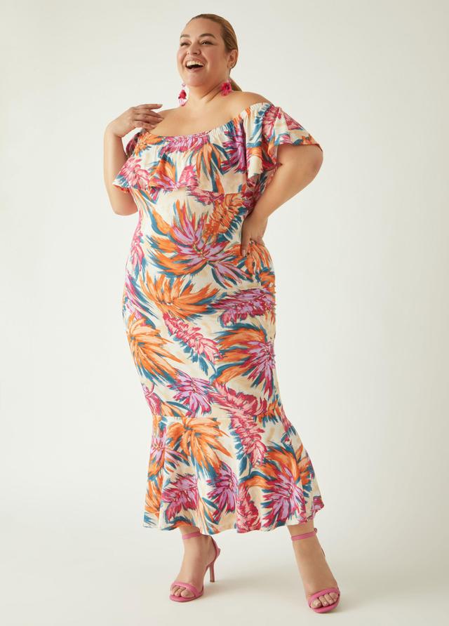 Plus Size Watercolor Off The Shoulder Dress Ashley Stewart Product Image