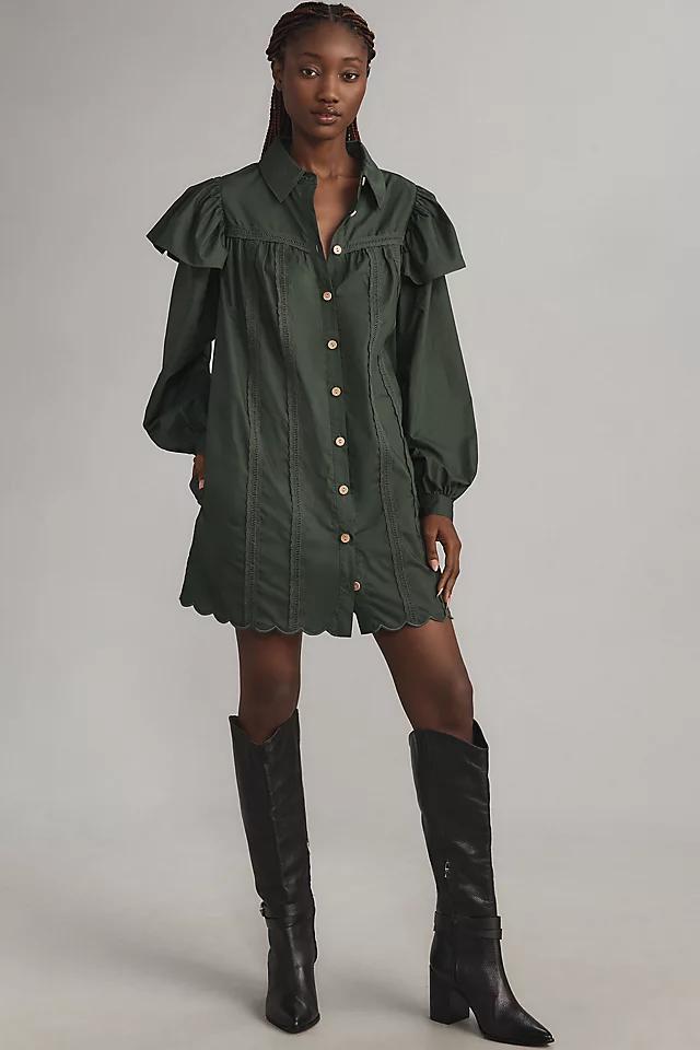 Farm Rio x Anthropologie Long-Sleeve Ruffle-Shoulder Shift Mini Dress Product Image