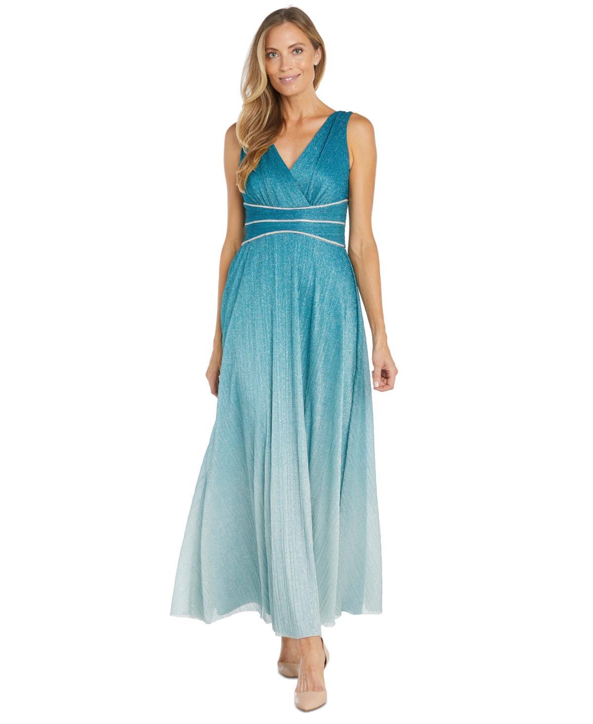 R & M Richards Womens Embellished Ombre Metallic Gown Product Image