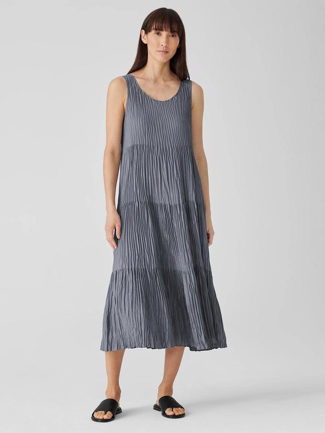 EILEEN FISHER Crushed Silk Tiered Dressfemale Product Image