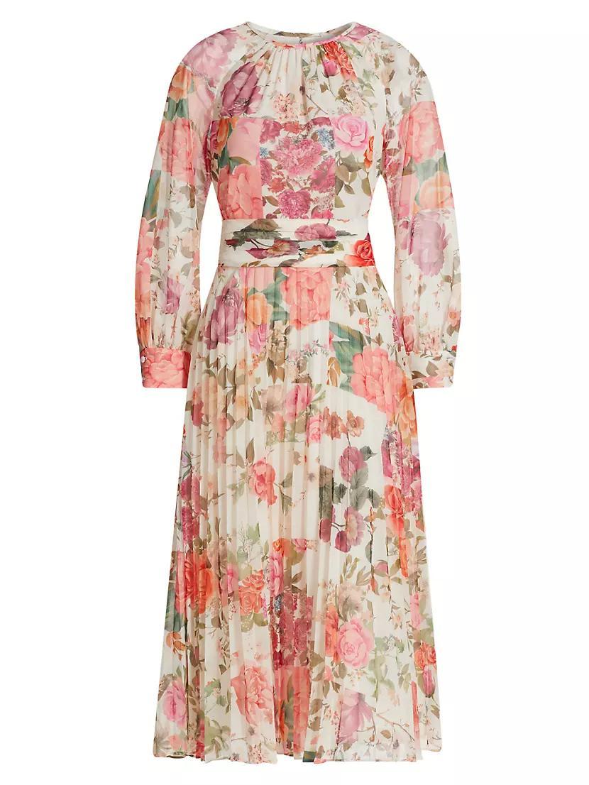 Floral Pleated Chiffon Midi-Dress Product Image