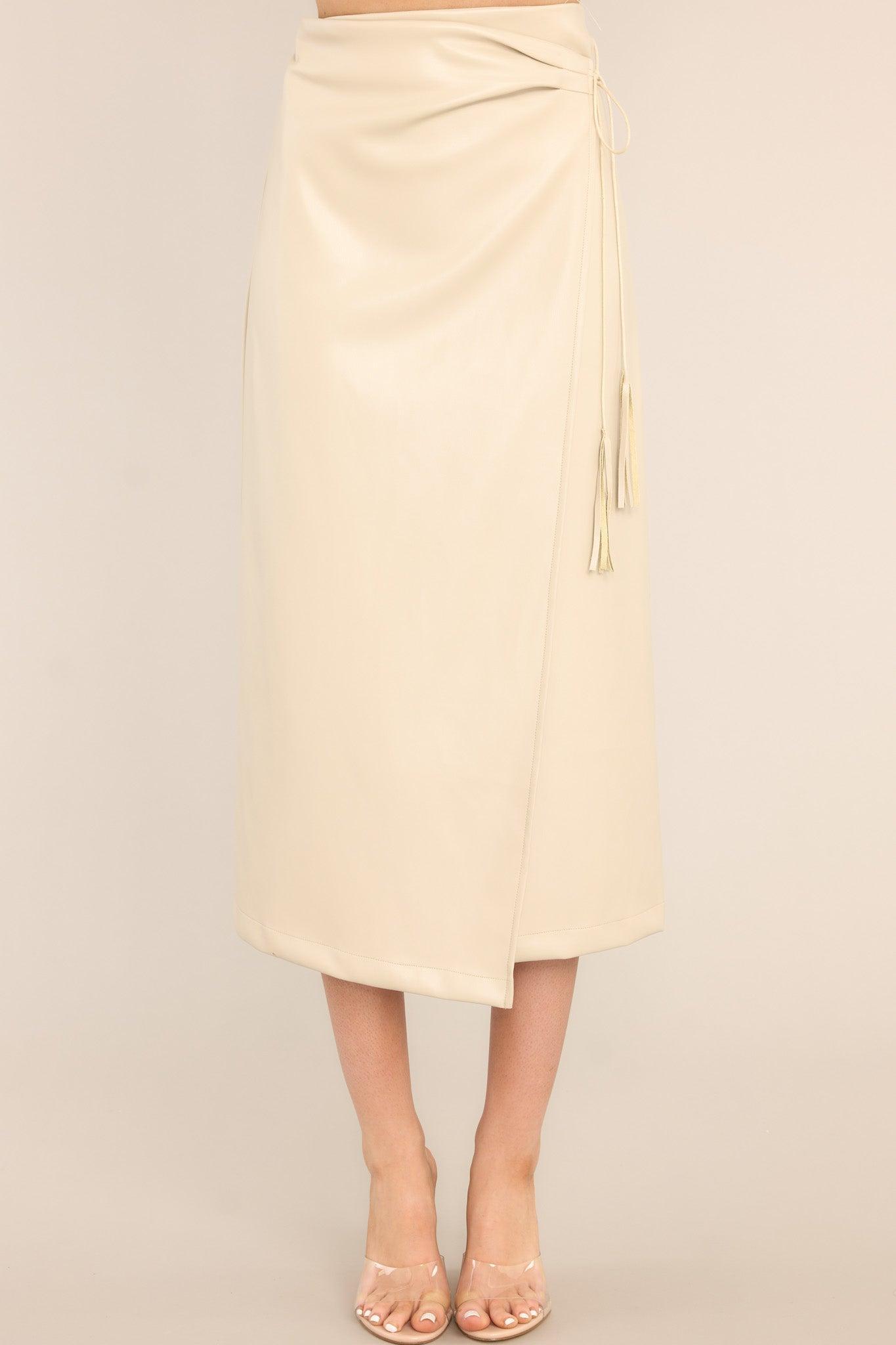 Put Me First Ivory Faux Leather Skirt Product Image