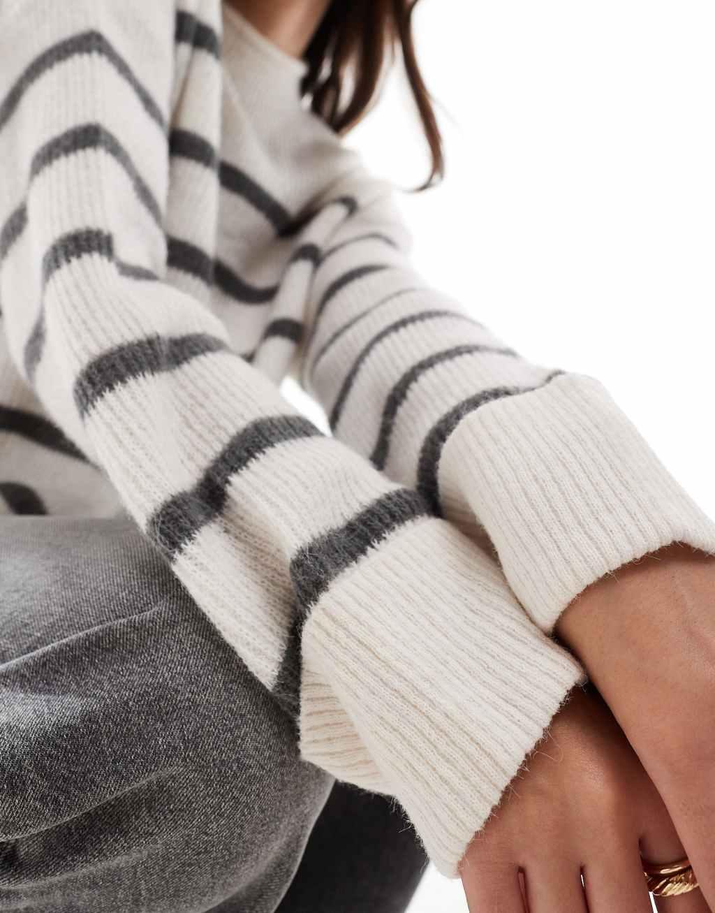 ASOS DESIGN funnel neck sweater in stripe Product Image