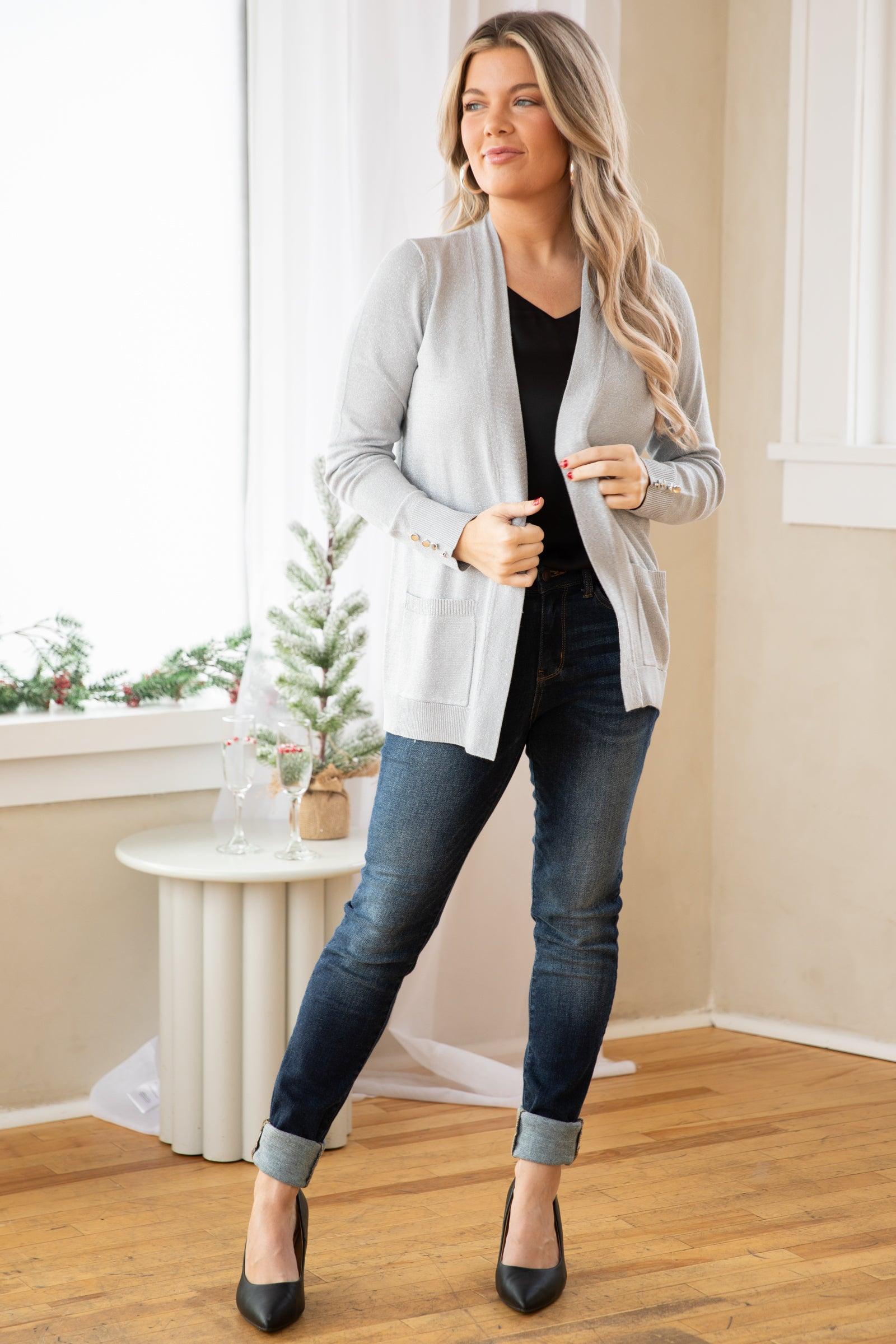 Grey Cardigan With Lurex Product Image