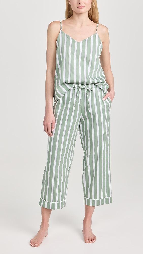 BedHead PJs North Shore Stripe Tank Woven Cotton Sateen Cropped PJ Set | Shopbop Product Image