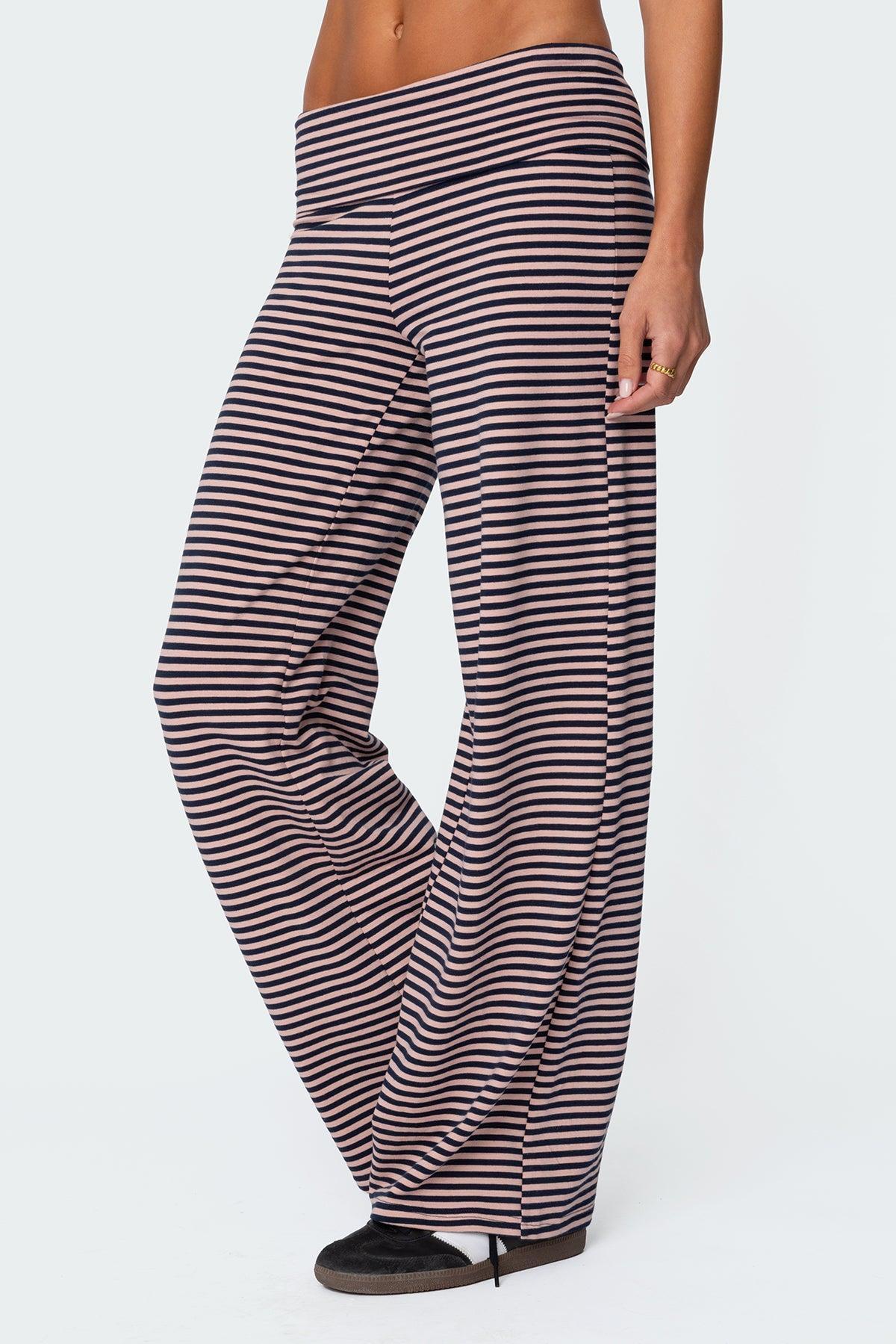 Lilah Striped Fold Over Pants Product Image