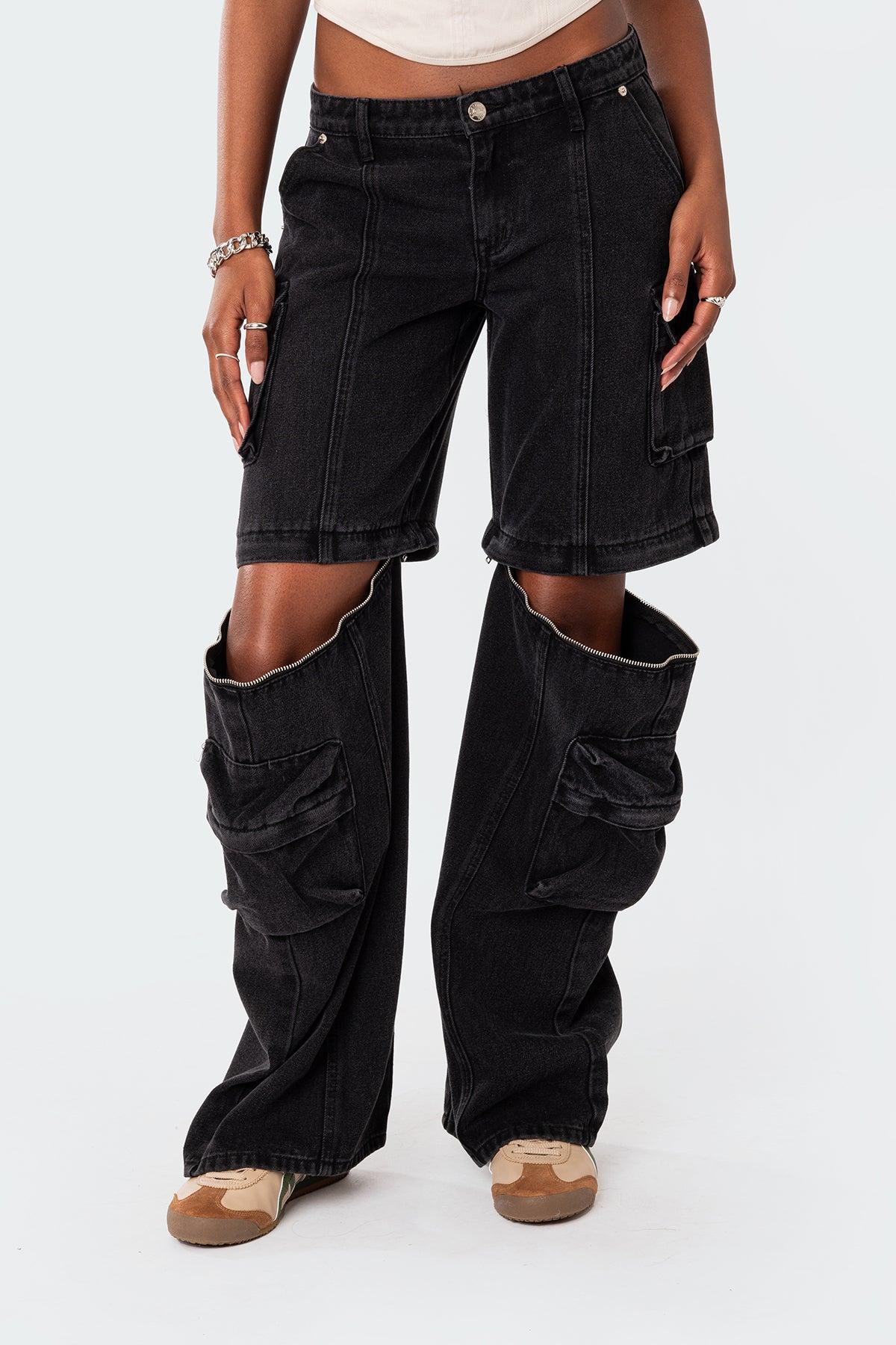 Convertible Two Piece Denim Cargo Pants Product Image