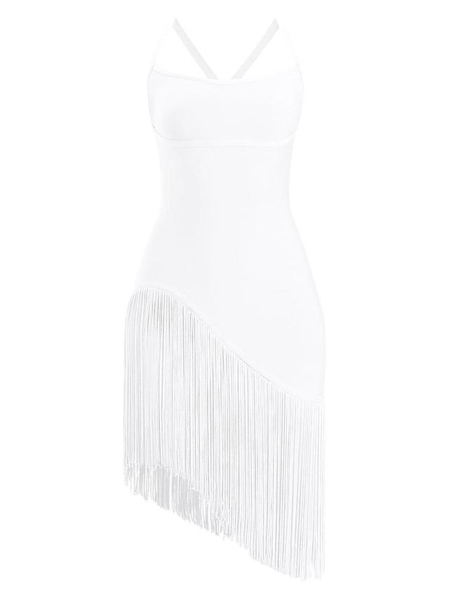 Womens Zoe Fringe-Trimmed Bandage Minidress Product Image