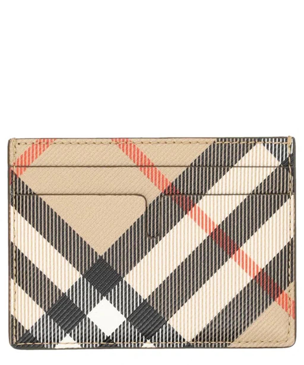 BURBERRY Tan Check Card Holder In Beige Product Image