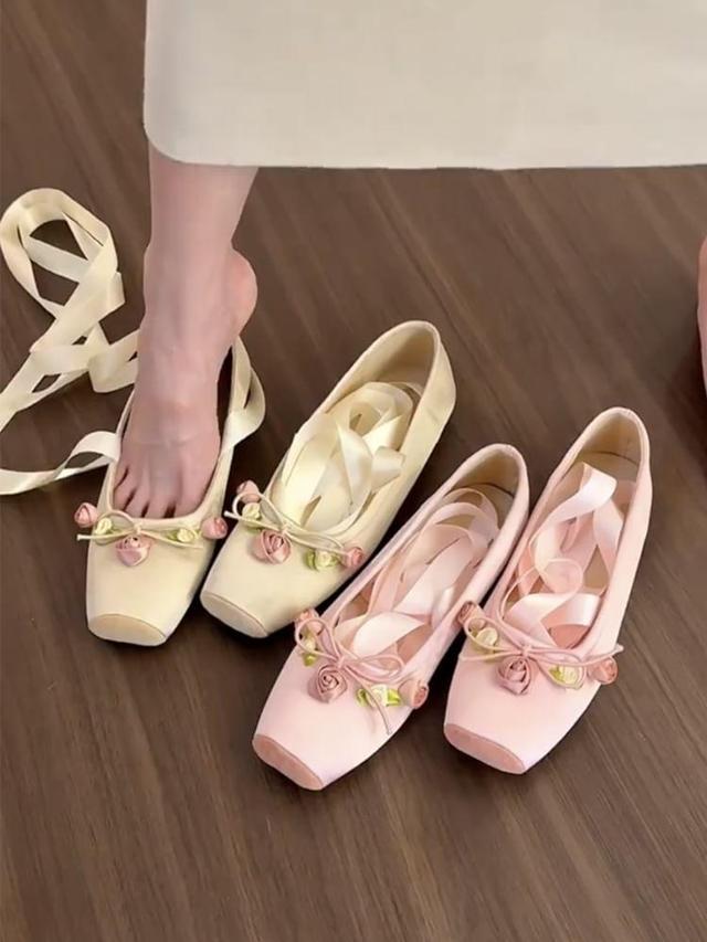 Flower Accent Lace Up Flats Product Image