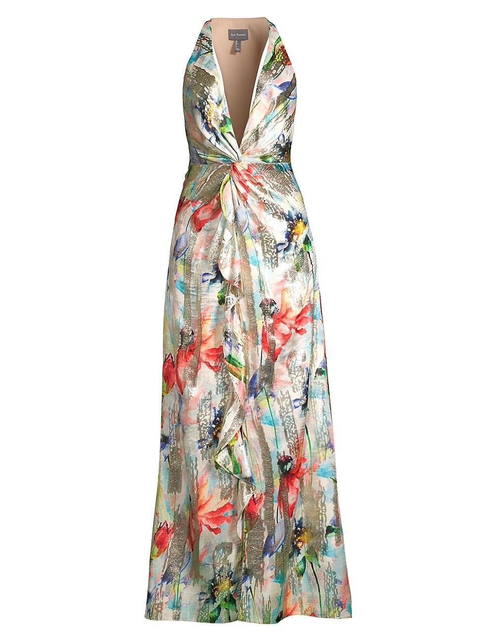 Womens Floral Jacquard Midi-Dress Product Image