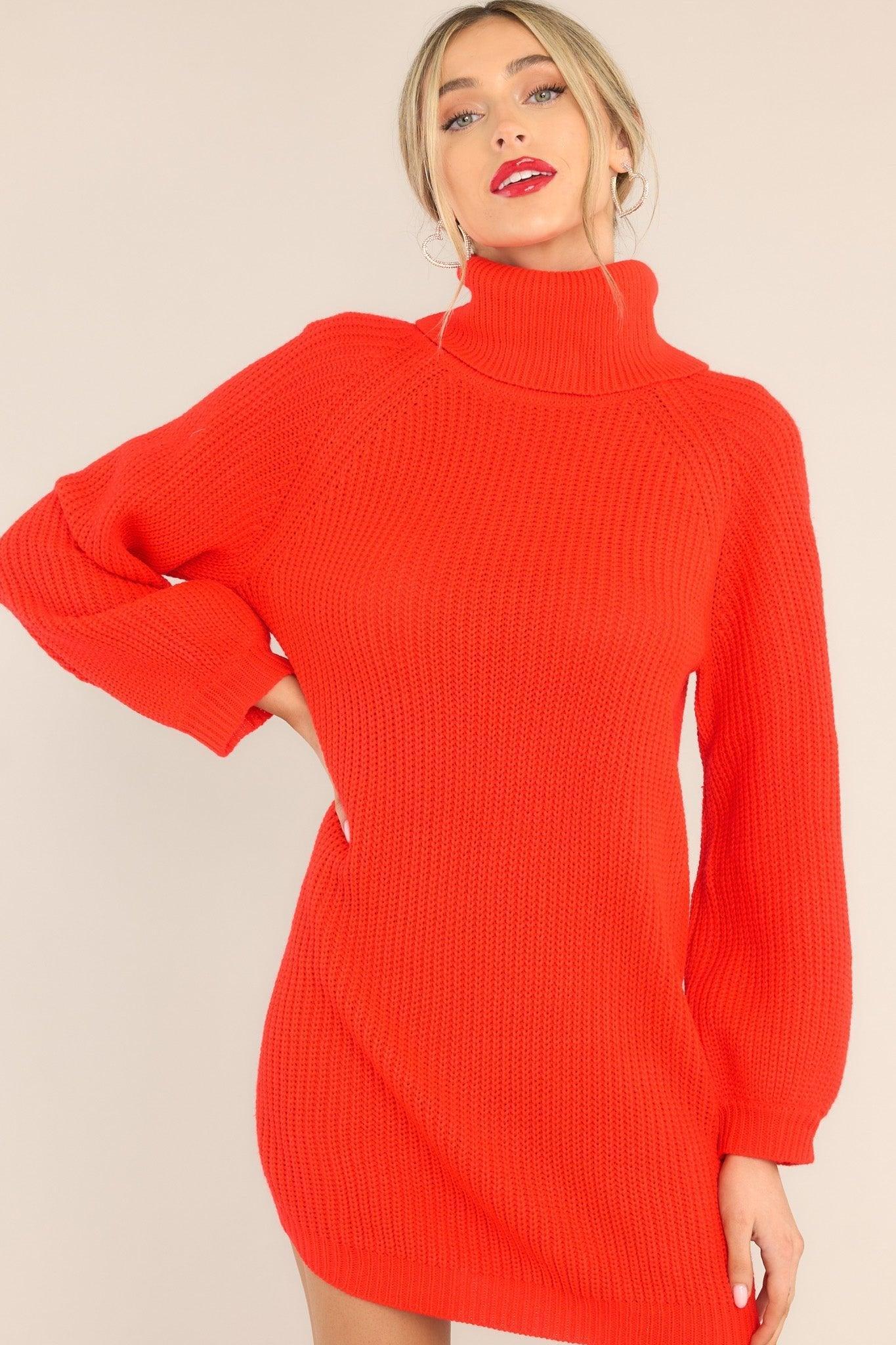 On My Way Up Red Sweater Dress Product Image