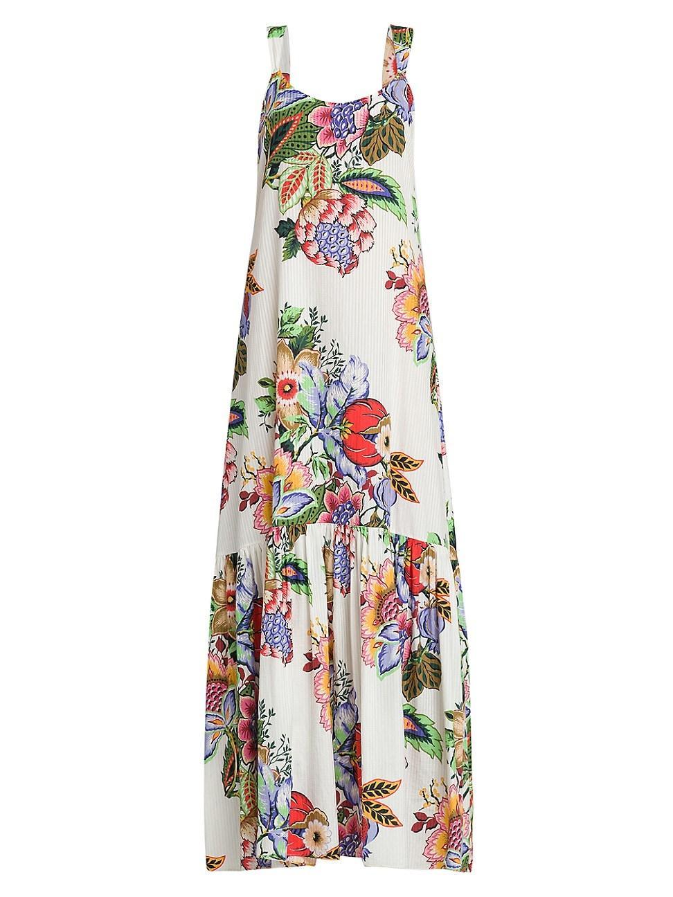 Womens Floral Cotton & Silk Maxi Dress Product Image