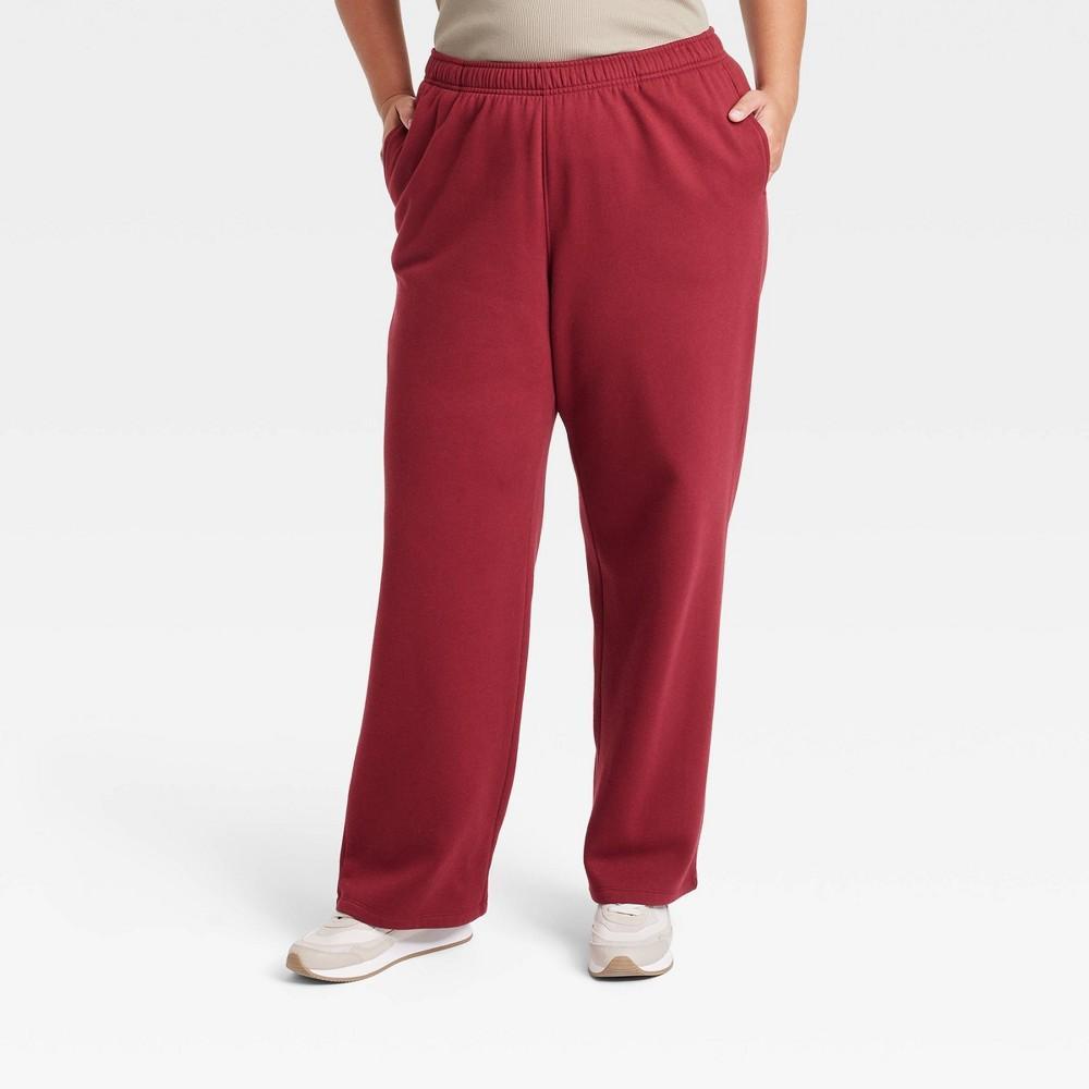 Womens Leisure Studio Mid-Rise Knit Straight Leg Sweatpants - Universal Thread Maroon 1X Product Image