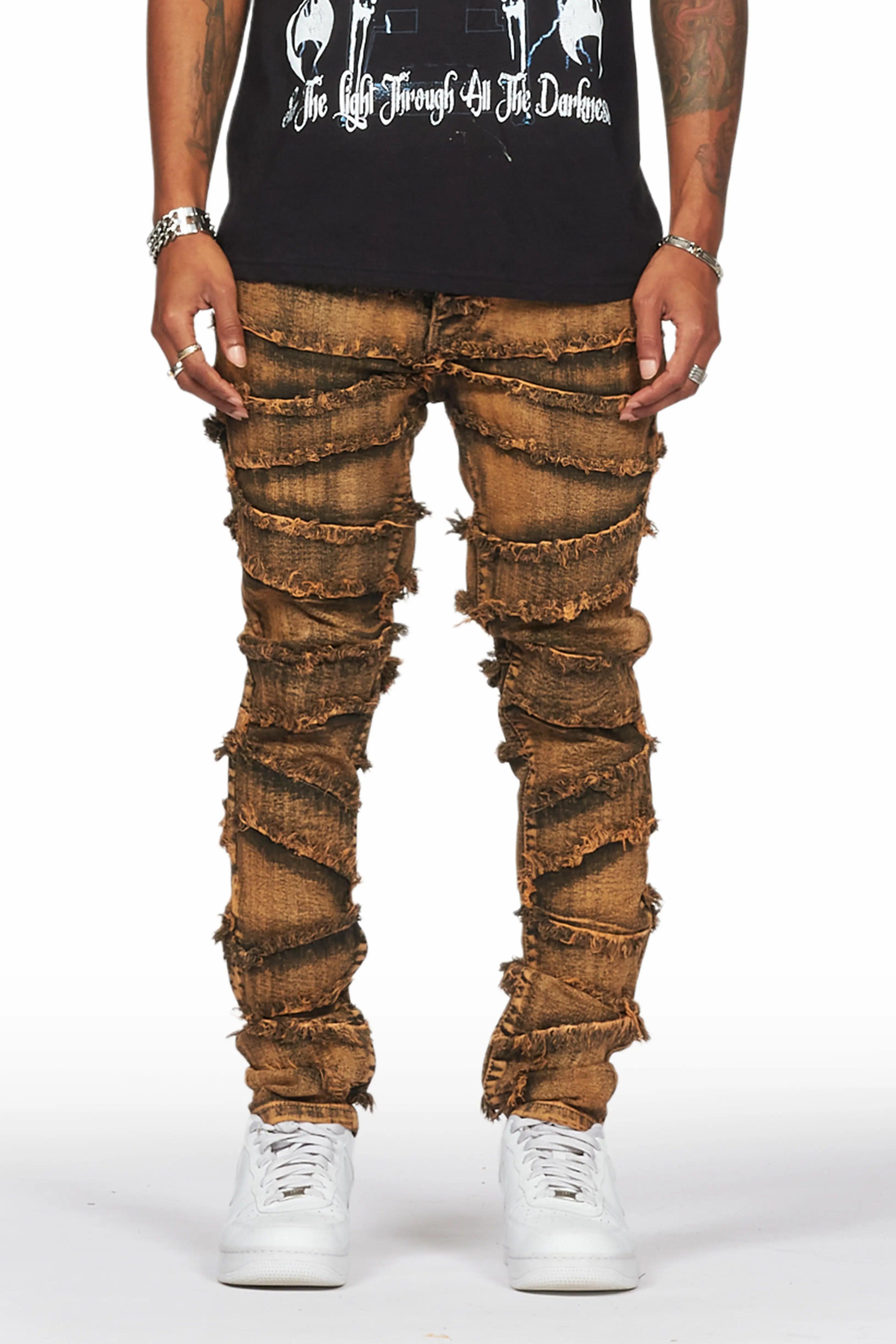 Ebrill Gold Patchwork Skinny Fit Jean Male Product Image