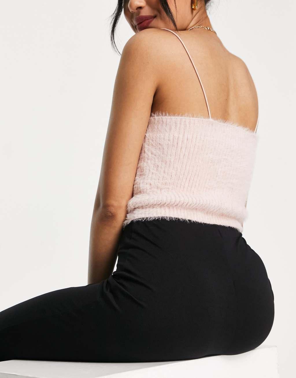 ASOS DESIGN Petite basic wide leg jersey pants Product Image