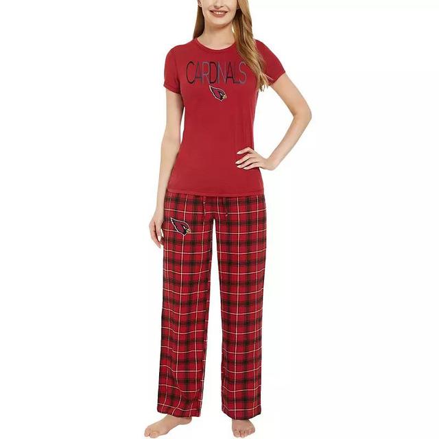 Womens Concepts Sport Cardinal/Black Arizona Cardinals ArcticT-Shirt & Flannel Pants Sleep Set Product Image