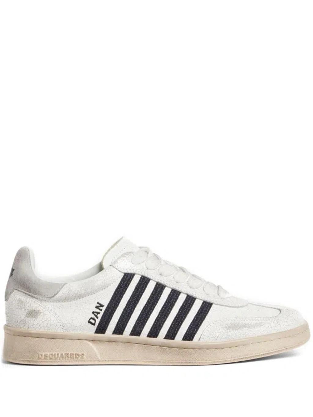 DSQUARED2 Boxer Distressed Low-top Sneakers In White Product Image