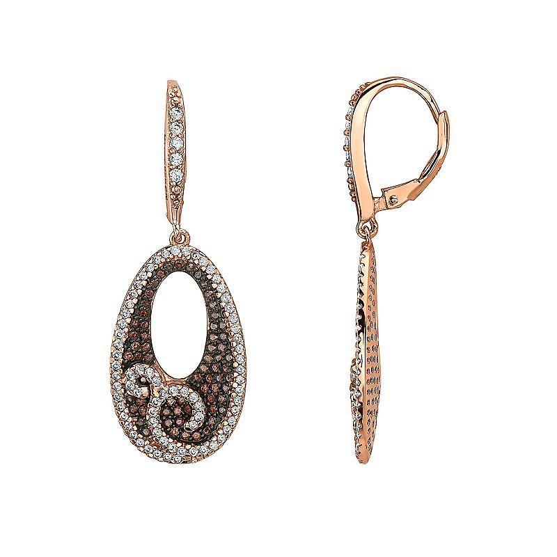 18k Rose Gold Over Sterling Silver Morganite Drop Earrings, Womens, Multicolor Product Image