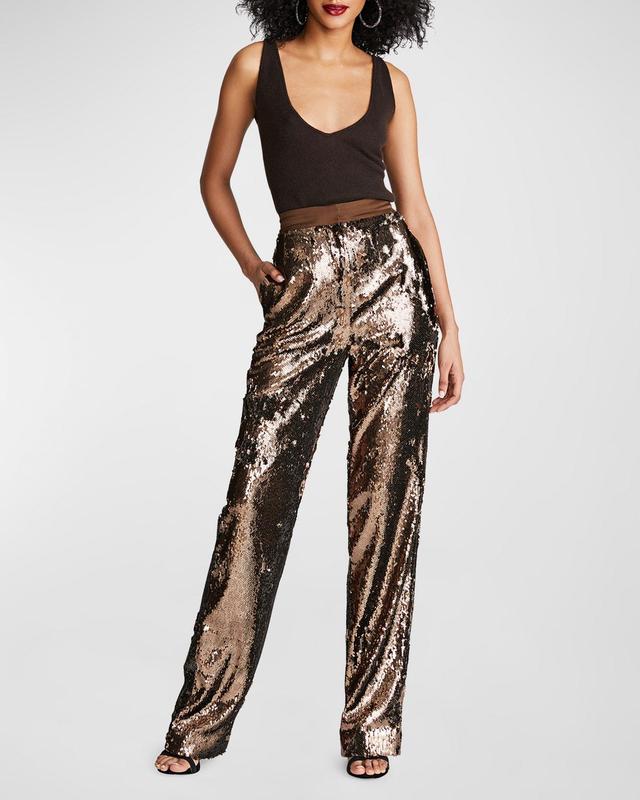 Womens Jett Sequin Straight-Leg Pants Product Image