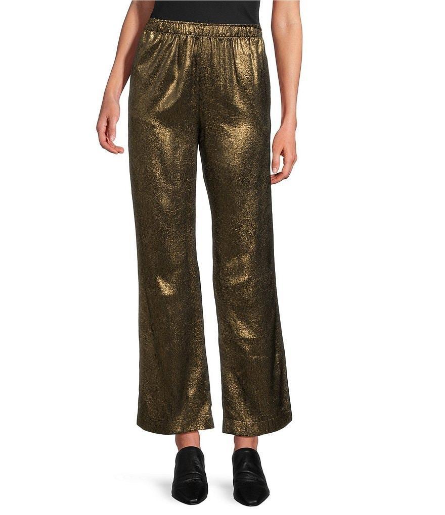 IC Collection Metallic Woven Elastic Waist Wide-Leg Pull-On Pants Product Image