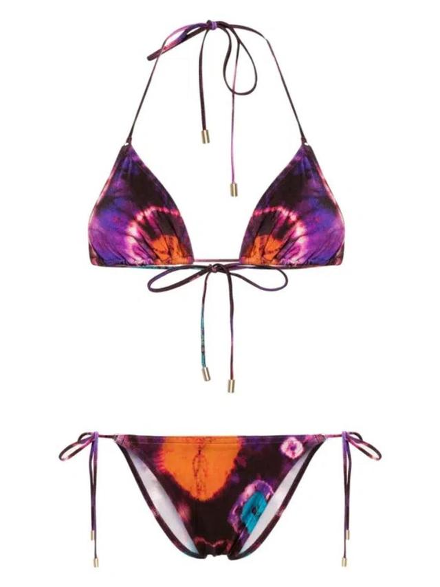 Womens Tie Dye Multi Acadian Tie-dye Triangle Bikini Set In Multicolor Product Image