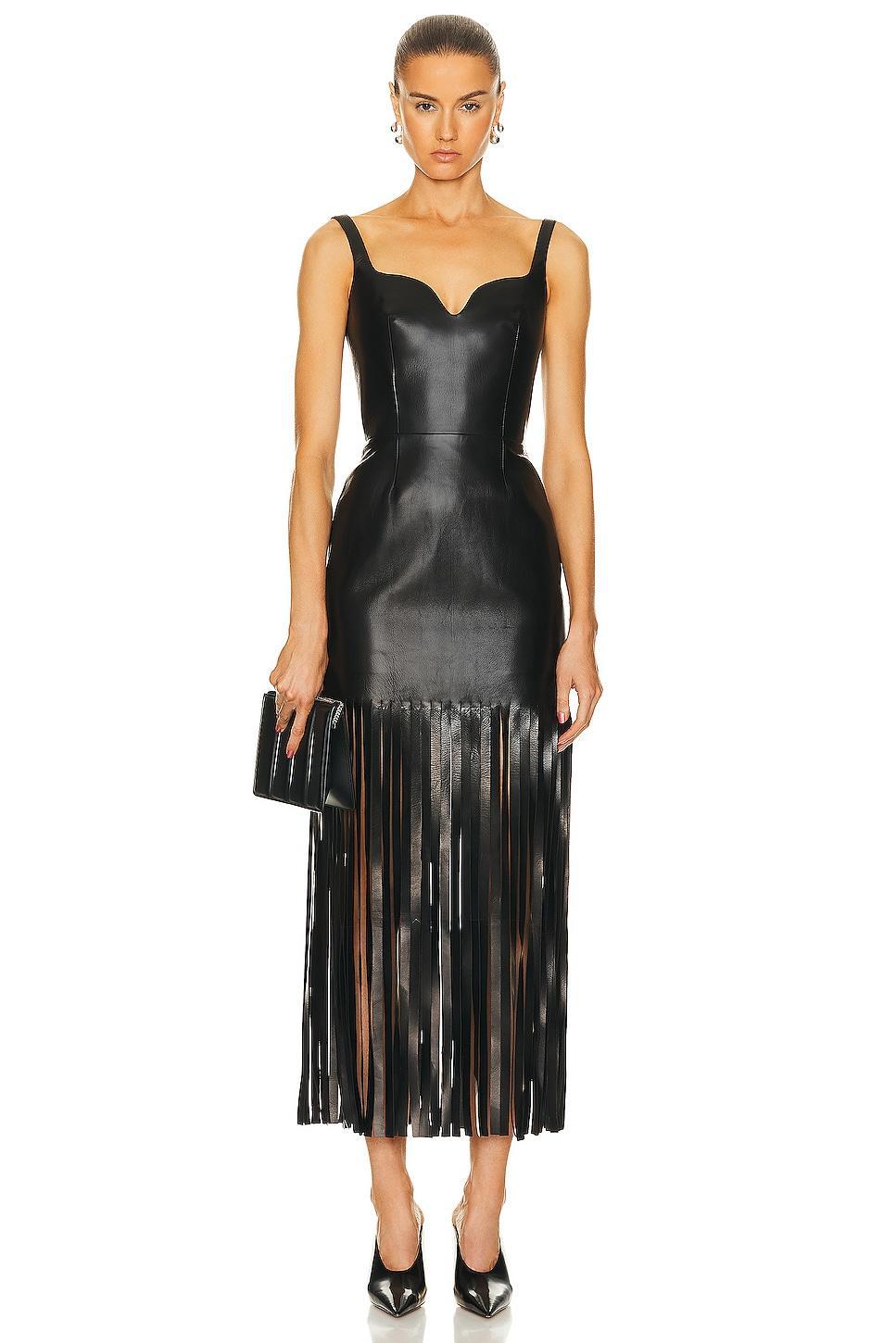 Alexander McQueen Leather Fringe Dress Product Image