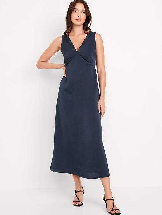 Sleeveless Satin Maxi Slip Dress Product Image