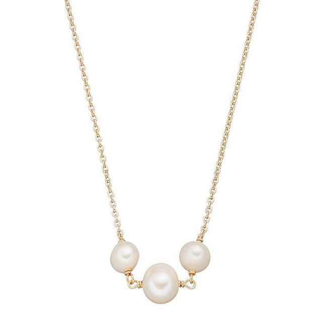 Sterling Silver Freshwater Cultured Pearl Choker Necklace, Womens 14k Gold Over Silver Product Image