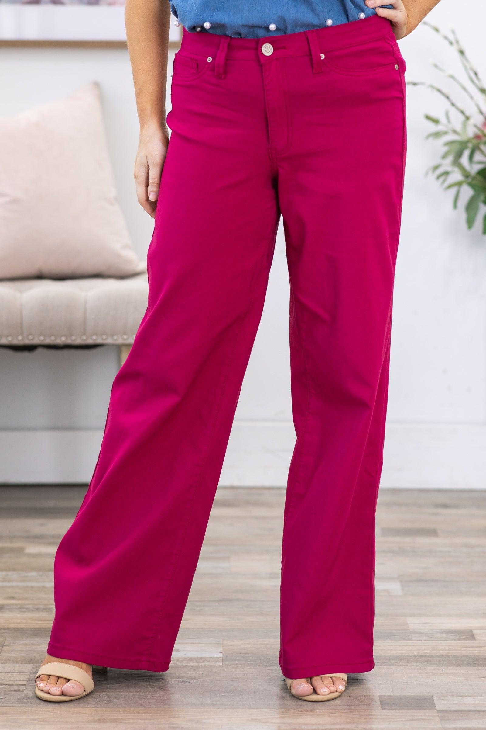 YMI Dark Fuchsia Hyperstretch Wide Leg Pants Product Image