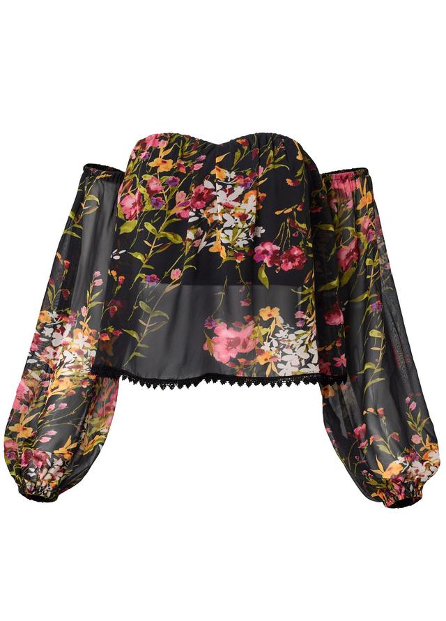 Off-The-Shoulder Floral Top - Black Multi Product Image