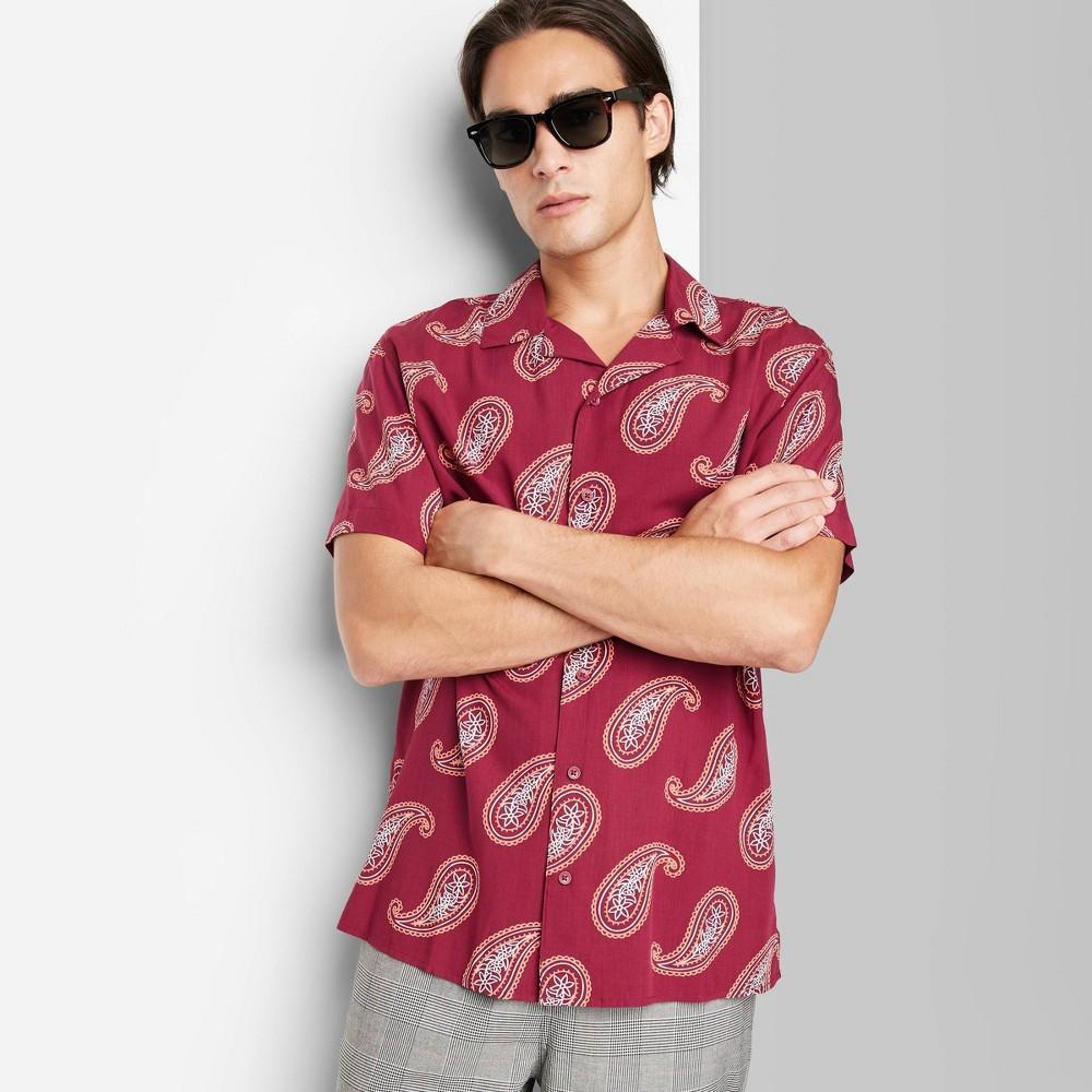 Mens Short Sleeve Button-Down Shirt - Original Use Red/Floral Print L Product Image